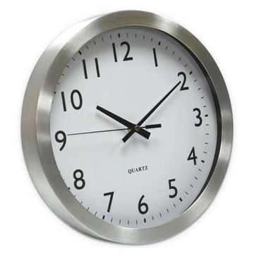 Universal® Brushed Aluminum Wall Clock, 12" Overall Diameter, Silver Case, 1 Aa (sold Separately) freeshipping - TVN Wholesale